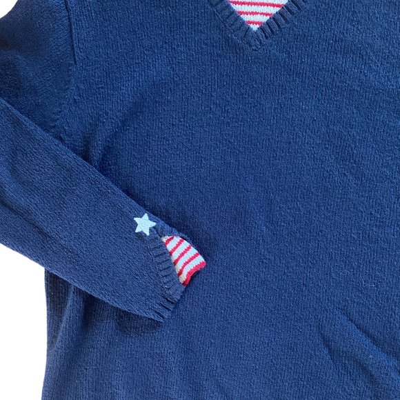 Monterey Bay Patriotic Nautical Stripes Crochet Stars Slub Cotton Sweater-M - Picture 7 of 13